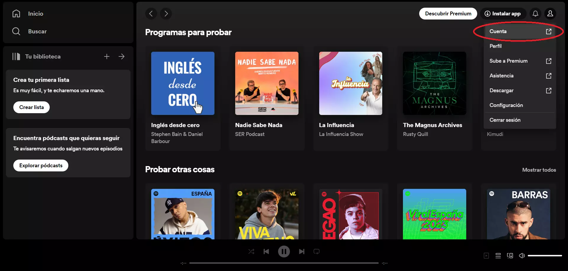 cambiar contrasena spotify