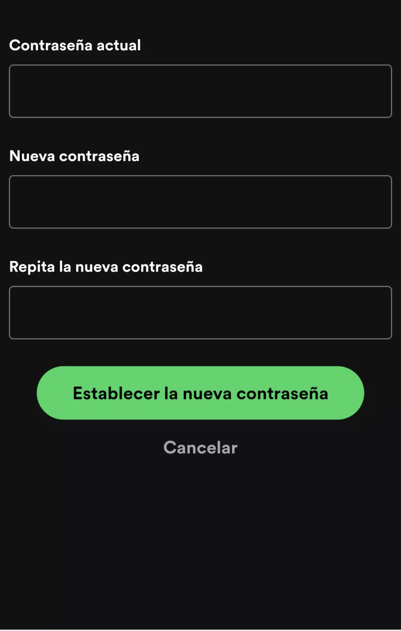  cambiar la contrasena de Spotify movil