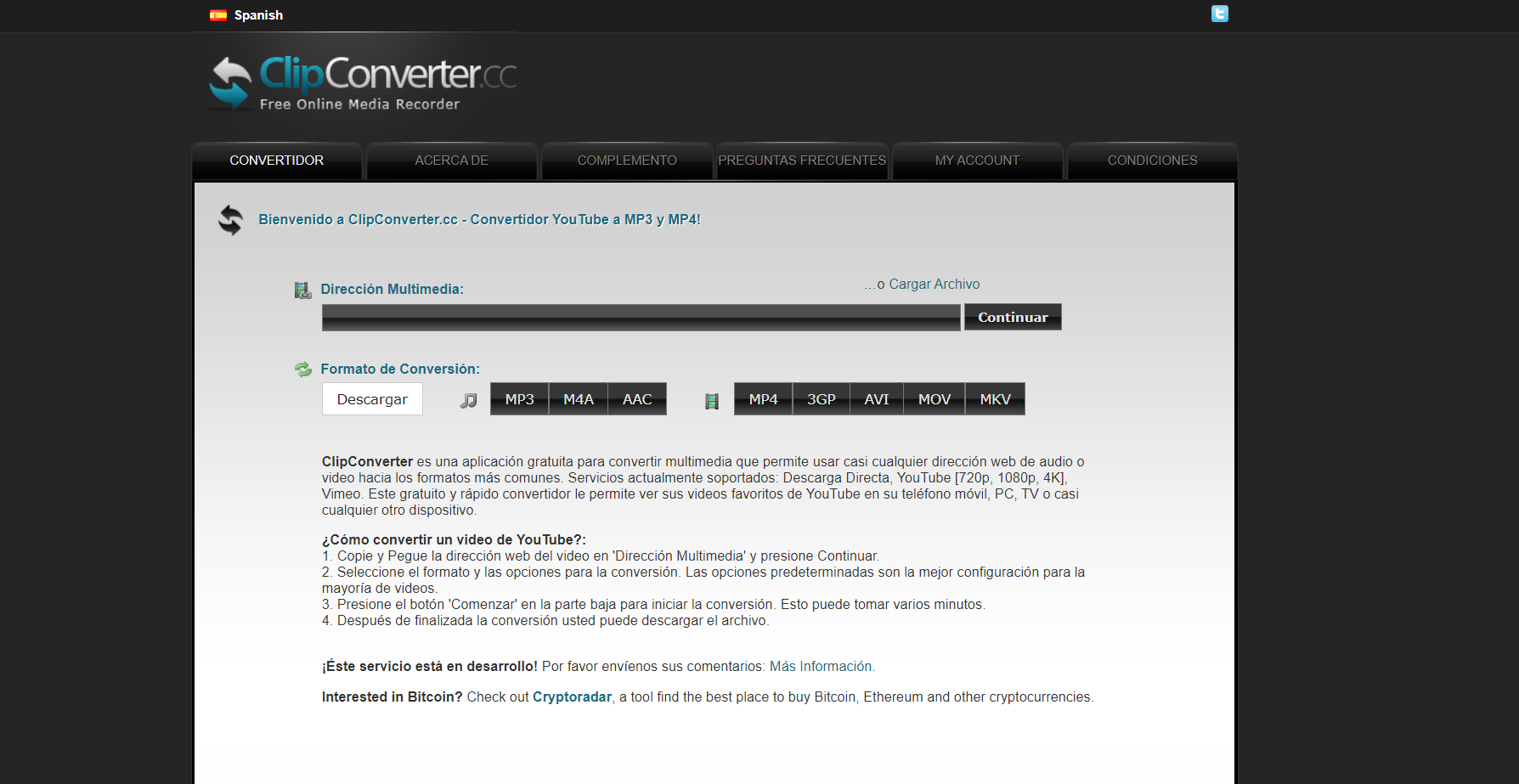 Download YouTube videos through a web browser ClipConverter