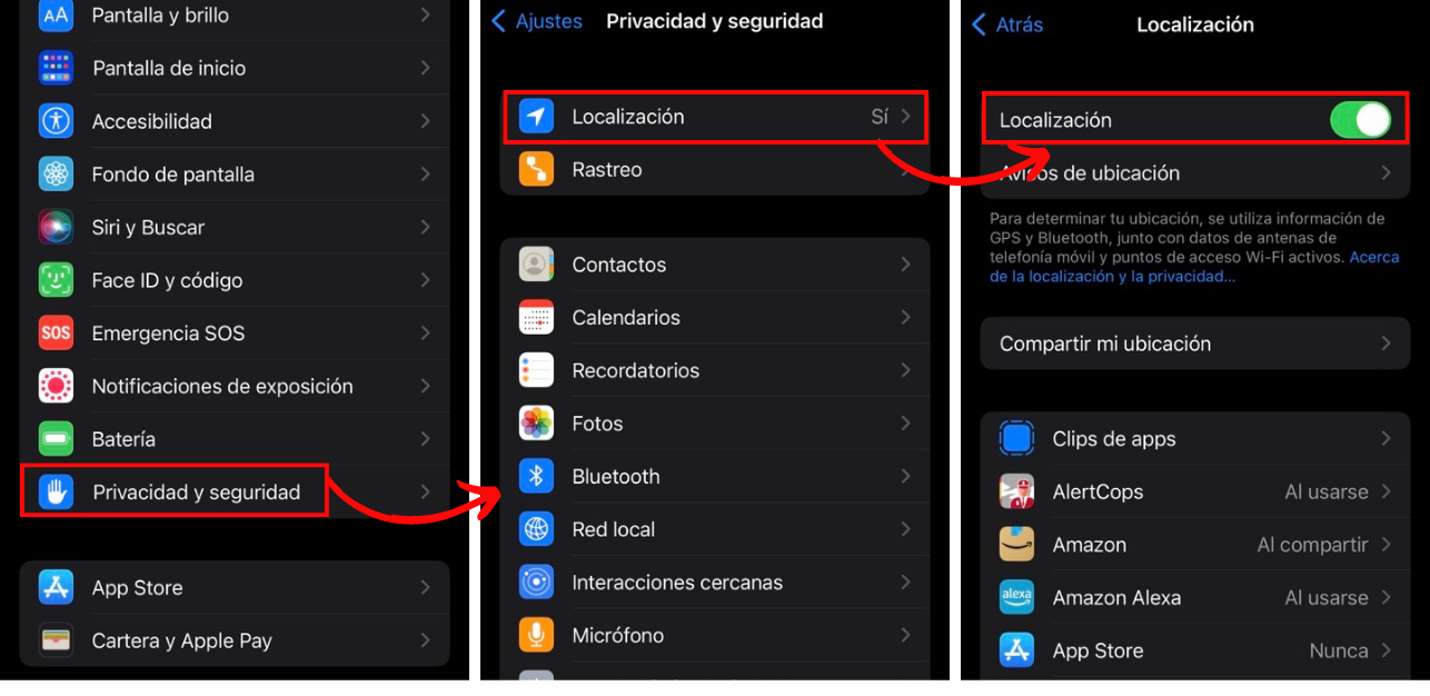 enable or disable location on a cell phone 