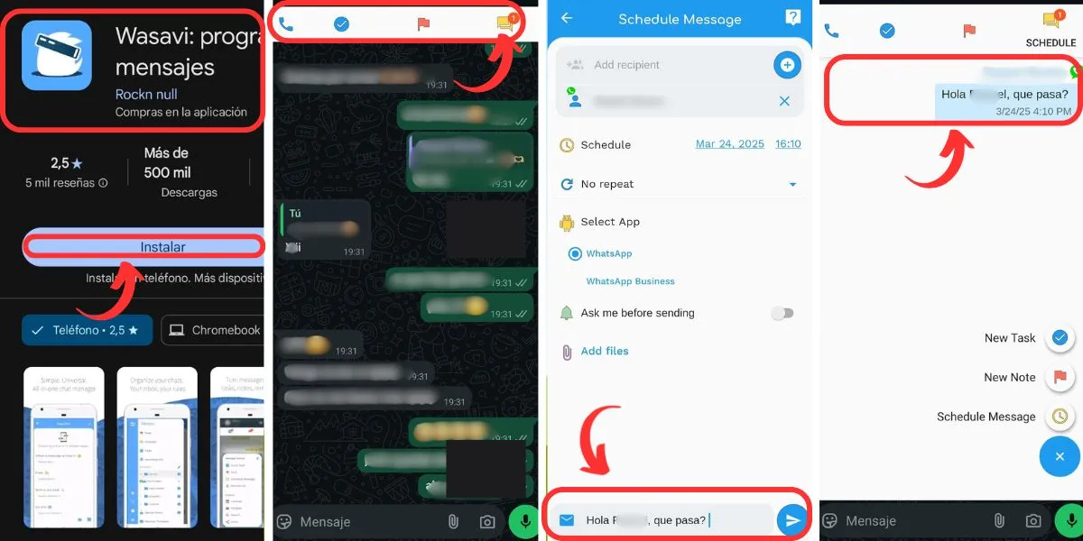 mensajes WhatsApp programados android