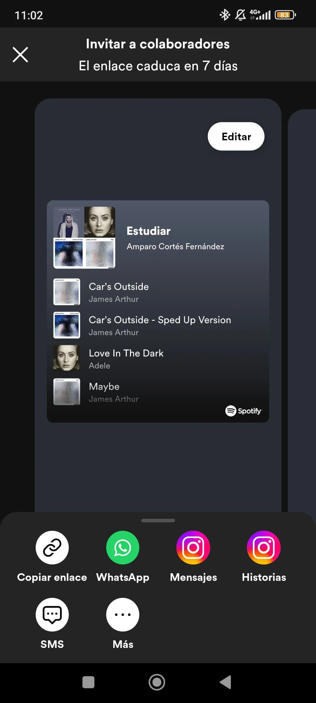 Compartir playlist en Spotify Premium 